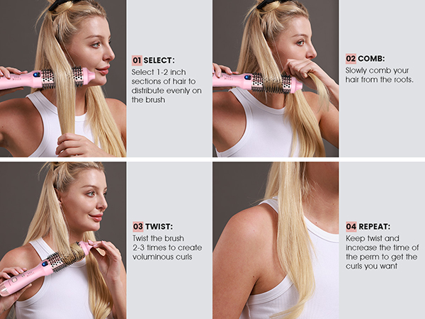 negative ion thermal brush heated round hot curling iron brush straightener volumizing blowout