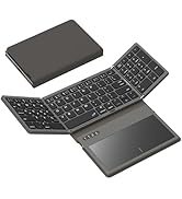 GEODMAER Foldable Bluetooth Keyboard with Large Touchpad, Numeric Keypad, PU Leather, Wireless Tr...