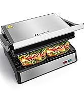 Aigostar Panini Press, 1200W Sandwich Maker and Electric Indoor Grill with Ceramic Non-Stick Coat