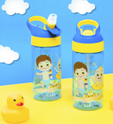 Zak Designs CoComelon Kids Water Bottle with Spout Cover and Built-in Carrying Loop