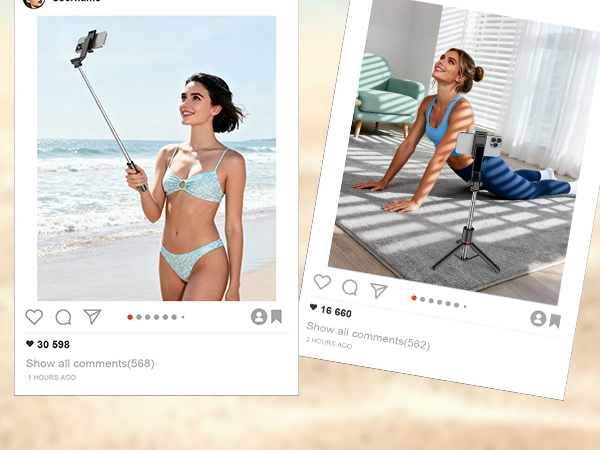 selfie stick, tripod, light