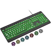 EDJO Large Print Backlit Wired Keyboard, Light Up USB Keyboard with 7-Colors Backlight, Oversize ...