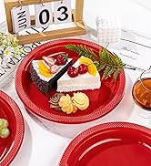 red dessert plates disposable
