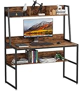 IRONCK Computer Desk 47", Writing Study Table with Hutch and Storage Shelf,Space Saving Home Offi...
