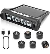 RV Tire Pressure Monitoring System w/Solar Charge, TPMS with 6 External sensors &amp; 6 Alarm Modes, ...