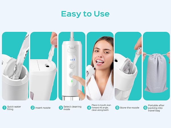 Water Flosser, Water Dental Flosser Pick for Teeth: COSLUS Mini Portable Travel Floss Picks