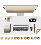YSAGi Double-Sided Desk Pad, Leather Desk Mat, Eco Cork Desk Pad Protector, Large Mouse Pad for D...