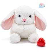 CozyWorld 10" Heartbeat Recordable Bunny Plush Toy, Voice Recorder Bunny Stuffed Animal w/30 Sec ...