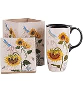 Topadorn 17 oz Ceramic Travel Mug with Spill Proof Lid &amp; Handle, Microwave Dishwasher Safe Coffee...