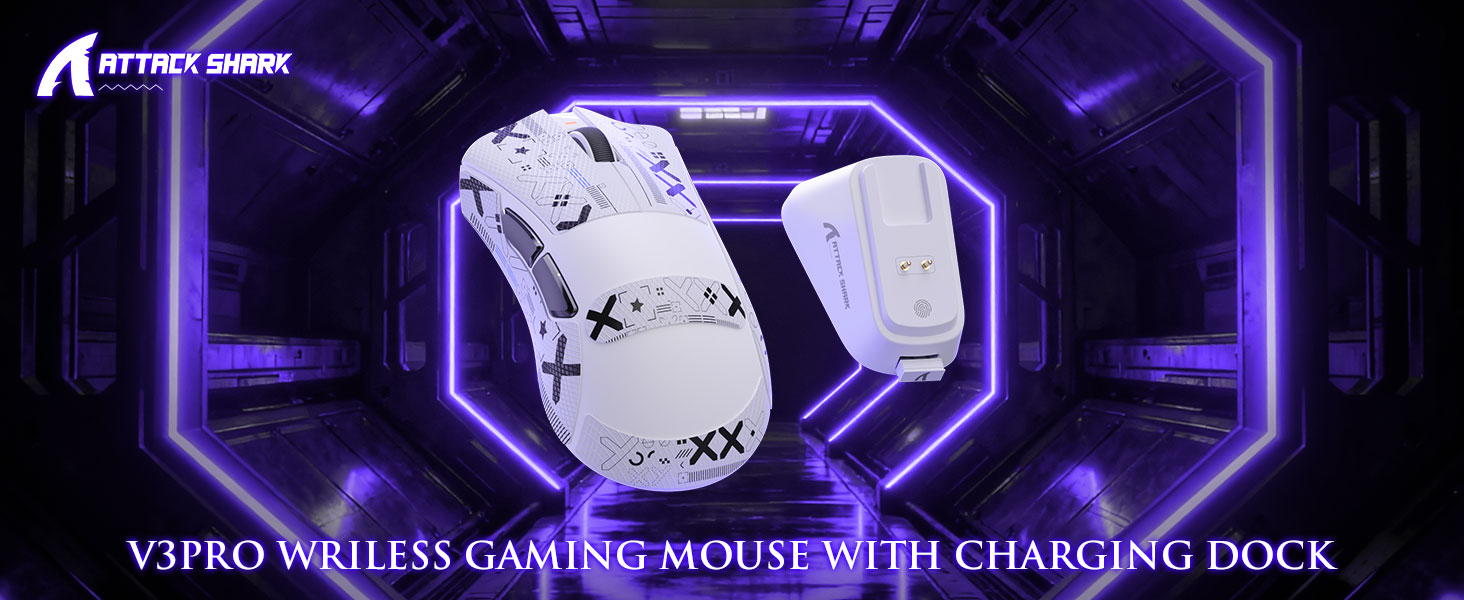 ATTACK SHARK V3 PRO Wireless Esports Gaming Mouse with Magnetic Charging Dock
