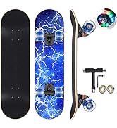 GIEEU Skateboards with Colorful Flashing Wheels for Beginners,Kids,Teens,Adults,31 x 8 Inch Compl...