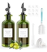 COOLMI Oil Dispenser for Kitchen - 12oz/350ml, Set of 2 Extra Thick Food Grade Glass Olive Oil Di...