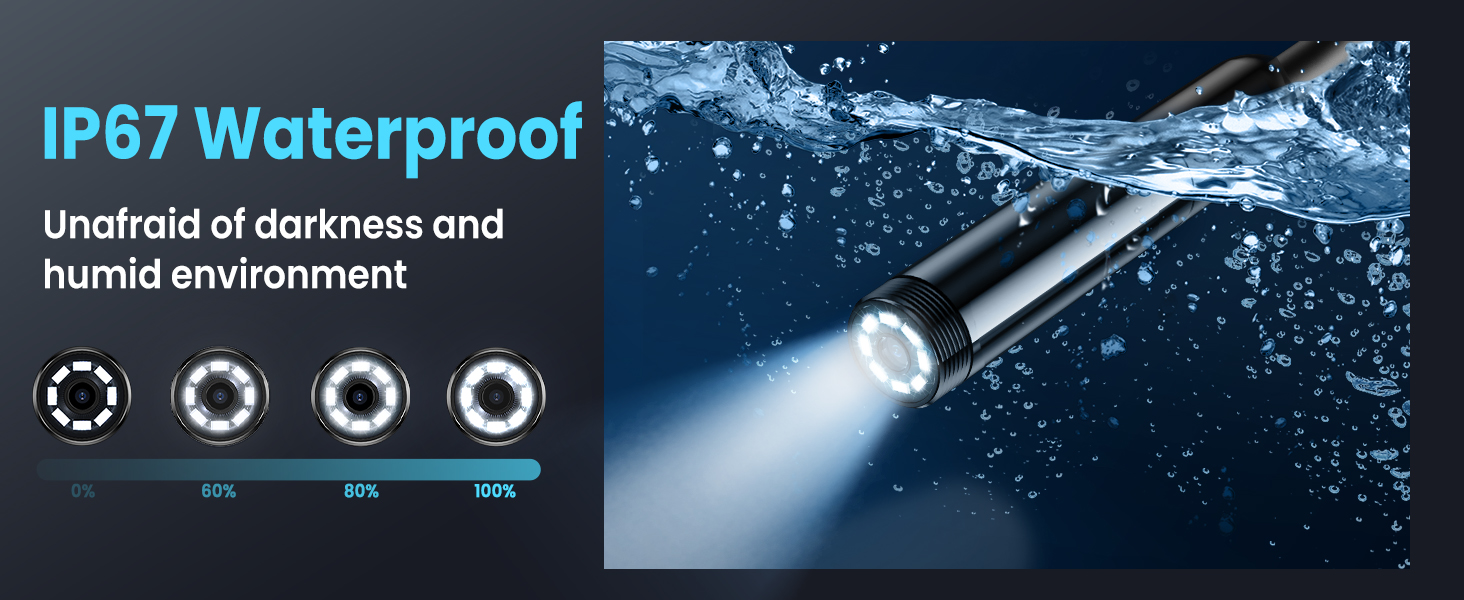 Vorth Endoscope Camera with Light, 4.3&amp;#34; IPS Screen 1080P Borescope Tools with 8 LED Lights