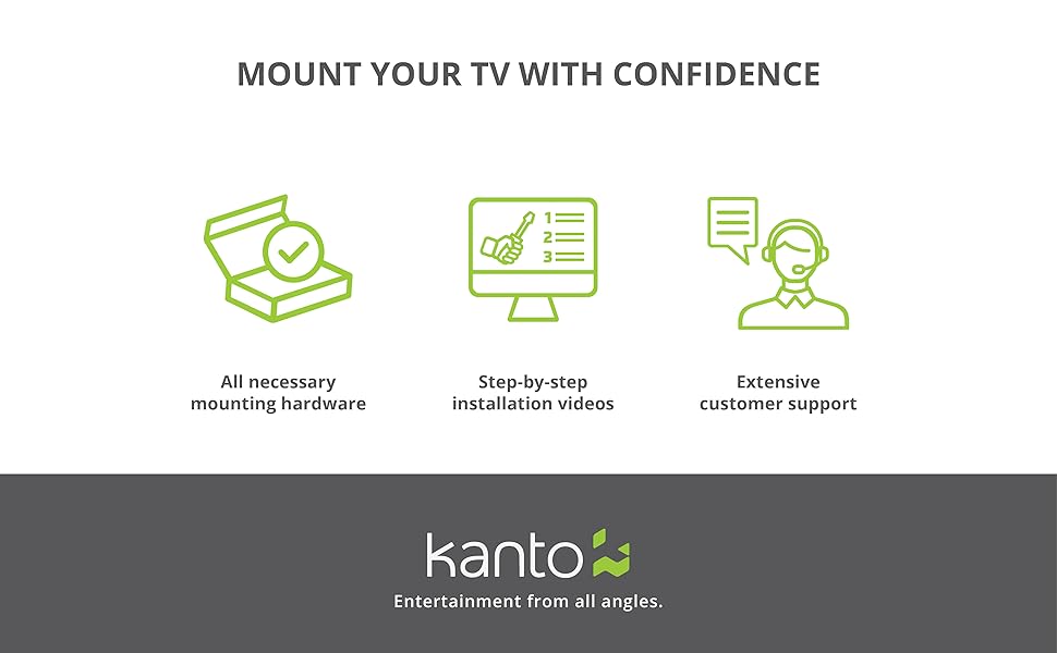 Mount your TV with confidence with necessary mounting hardware and installation videos