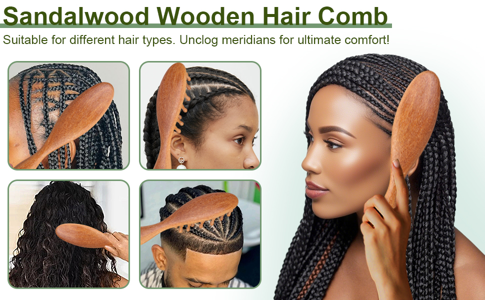 Wide tooth wooden comb