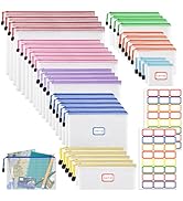 AOBOPLE 36pcs Mesh Zipper Pouch,8 Sizes Waterproof Zipper Bags 8 Colors Plastic Zipper Pouches Sm...
