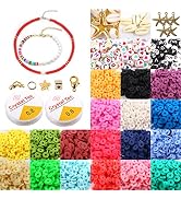 Fishdown 6mm 4100 Pcs Flat Round Polymer Clay Beads DIY Jewellery Clay Beads with Pendant Charm a...