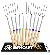 Briout Extendable Stainless Steel Roasting Sticks - Smores Sticks for Fire Pit Long 32 Inch, Smor...