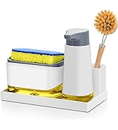 SUBEKYU Dish Soap Pump Dispenser Caddy for Kitchen Sink with Sponge Holder, Dishwashing Liquid In...
