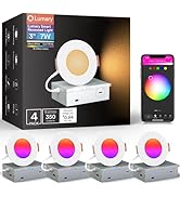 Lumary 3 Inch Smart LED Recessed Light, Color Changing Wafer WiFi Ceiling Downlight, Canless w/J-...