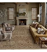HUGEAR Area Rug 8x10 Brick Red Machine Washable Living Room Rugs Distressed Vintage Floral Vacuum...