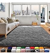 ONASAR Grey Area Rugs for Bedroom Living Room, Fluffy Fuzzy Shag Shaggy 4x6 Bedside Rug, Gray Sof...