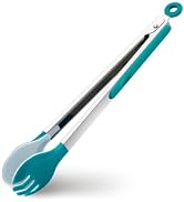 12 Inch Kitchen Tongs for Cooking with Silicone Tips,600? Heat Resistant Stainless Steel Locking ...