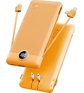 VRURC Portable Charger Built-in Cables and AC Wall Plug, USB C Power Bank 10000mAh, Travel Batter...