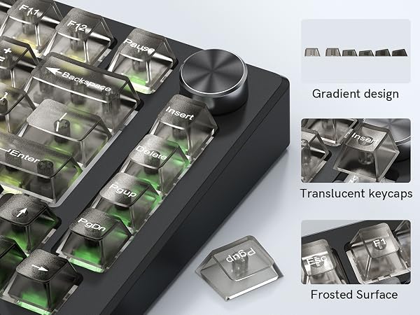 Gradient Grey Translucent keycaps,Shine Through Keyboard keycaps 60 75 100%,Frosted Key caps Set