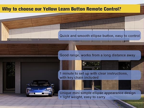 Yellow Learn Button garage door opener remote