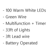 QBIS 100 LED Battery Operated Outdoor Christmas Lights, Warm White String Lights with Timer, Wate...