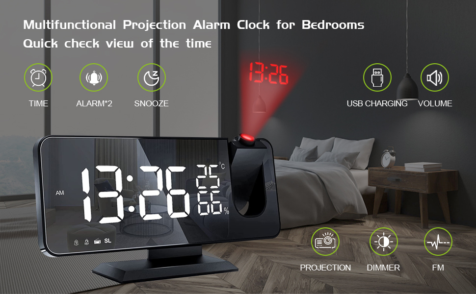 Multifunctional Projection Alarm Clock
