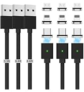 Magnetic Charging Cable 3A Fast Charging(3 Pack,3.3/6.6/6.6ft) 3 in 1 Magnetic Phone Charger with...