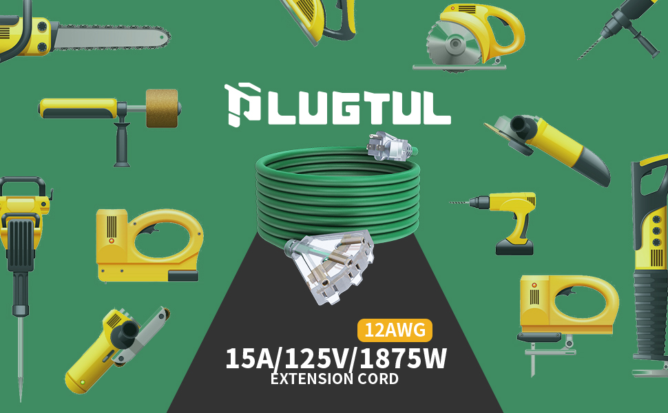 12/3 extension cord 25 50 ft waterproof 3 outlet heavy duty 15AMP extension cord 50 feet