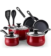 Cook N Home Pots and Pans Nonstick Cookware Set 10-Piece, Belly Shape Kitchen Cooking Set with Fr...