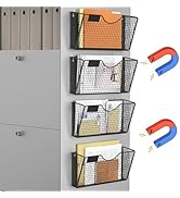 MFTEK Magnetic File Holder, 4 Pockets Magnetic File Folder Holder No Drilling Magnet Paper Mail O...