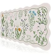 L-SPOUTTO Floral Mouse Pad,Botanical Desk Mat XXL Large Scalloped Gaming Mousepad,35.4x15.7in Non...