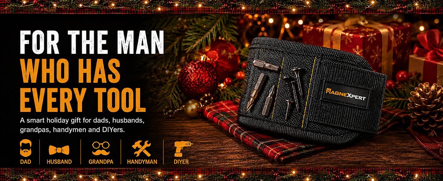 Magnexpert magnetic wristband, practical Christmas stocking stuffer for dads, husbands and DIYers.
