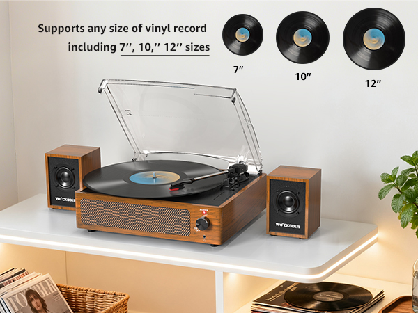 record player for vinyl with speakers