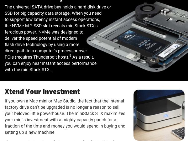 MAC MINI EXTERNAL STORAGE HARD DRIVE BACKUP RAID SOFTRAID DOCK USB4 THUNDERBOLT USB NVME SSD PCIE 