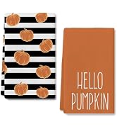 RABUSOFA Rust Pumpkin Striped Fall Kitchen Towels Kitchen Decor | Dish Towels 18x26 Inch Set of 2...