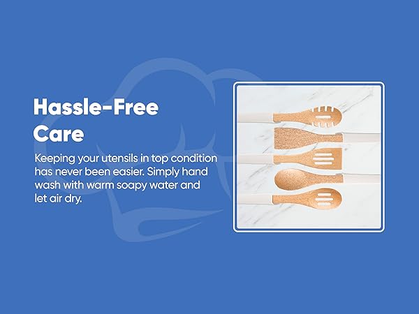 Wooden Cooking Utensils Set White 