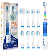 SEAGO Kids Electric Toothbrush with 2 Mins Brushing Timer and 8 Replacement Bursh Heads,Rainbow L...