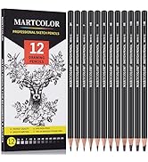 MARTCOLOR Drawing Sketching Pencils Set, 12 Pack Graphite Pencils(14B - 2H), Ideal for Drawing Ar...