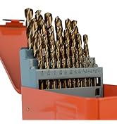 Luckyway 29-Piece 1/16"-1/2" M35 Cobalt Drill Bits, Jobber Length Twist Drill Bit Set for Hard Me...