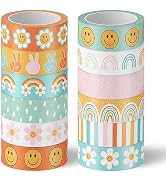 AnyDesign 12 Rolls Groovy Boho Washi Tapes Rainbow Smile Face Flower Pattern Washi Masking Tapes ...