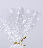 PigPotParty 8"x 11", 50Pcs Bottom Gusset Bags, Clear Cello Cellophane Treat Goodie Bags with 50x ...