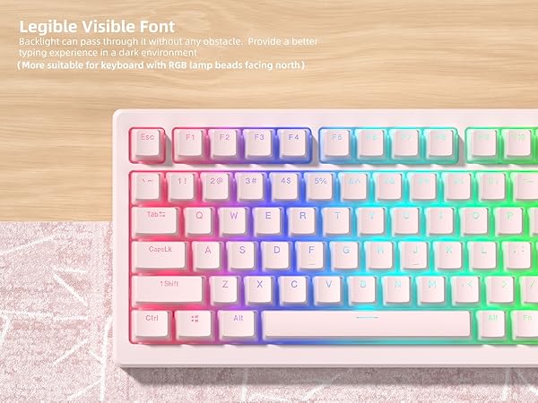 Womier Pudding Keycaps, Black PBT Keycaps 60 65 75 100 Percent 130 Keys, Shine Through Key Cap