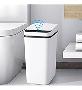 Anborry Bathroom Trash Cans with Lid Touchless Automatic Motion Sensor 4 Gallon Small Garbage Can...