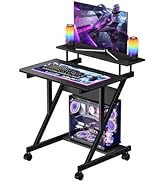 Dripex Computer Desk for Small Spaces, 27.5 inch Small Computer Desk, 3 Tier Compact Desk with Mo...